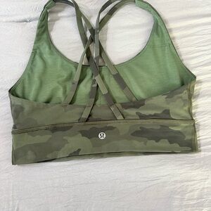 lululemon athletica Olive Green Camo Strappy Sports Bra